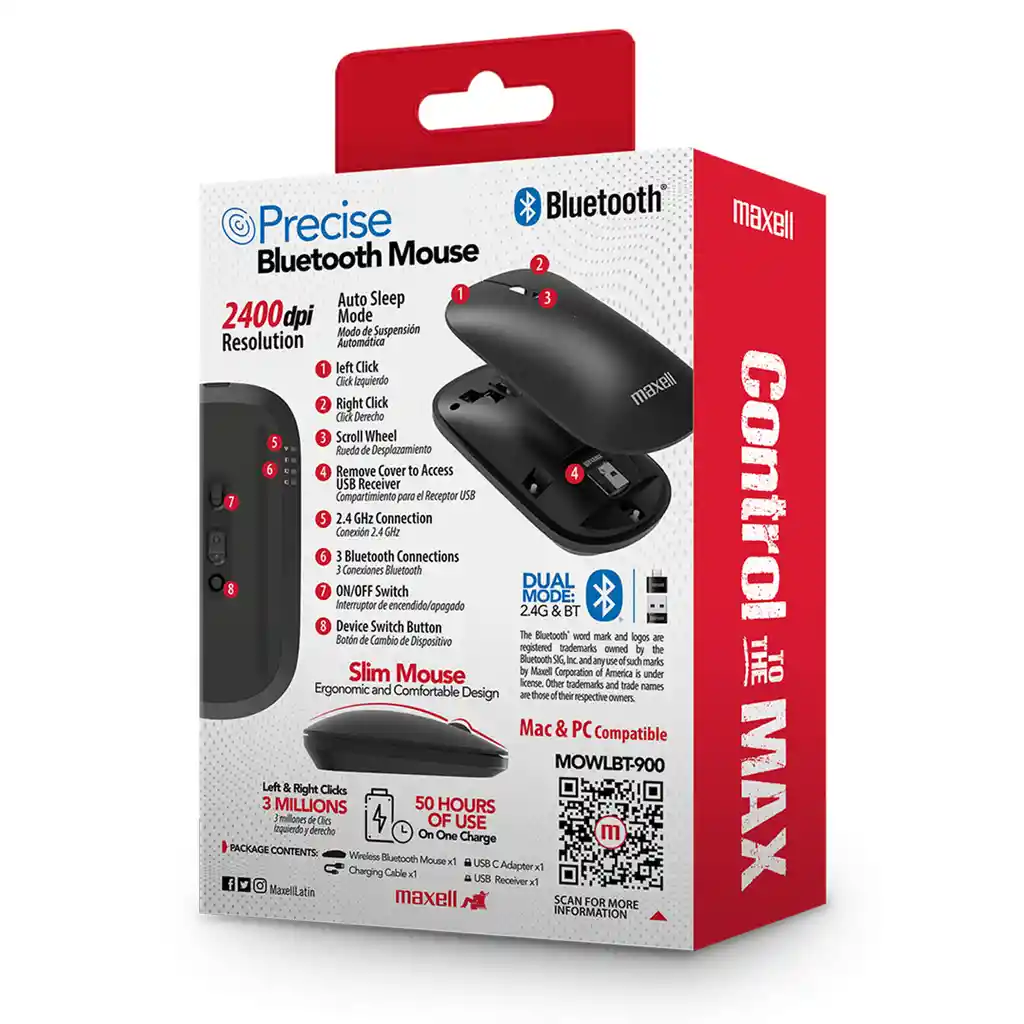 Mouse Precise Maxell Mowlbt-900 2400 Dpi Bluetooth