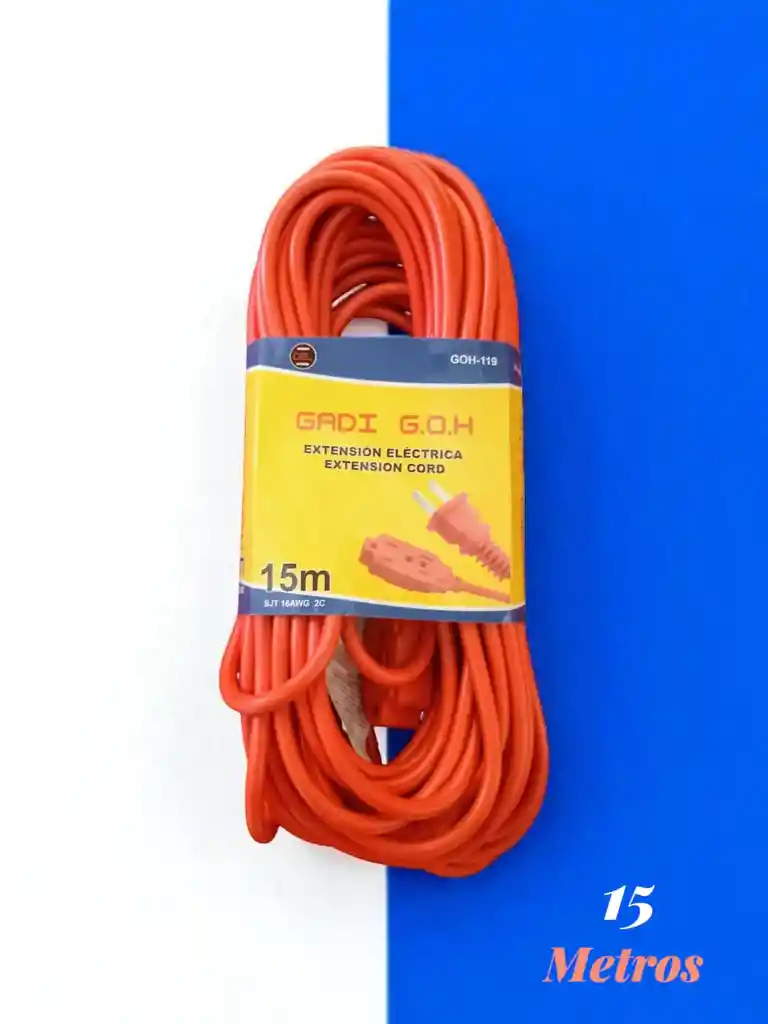 Extension Electrica Industrial Y Casa X15 Metros Color Naranja