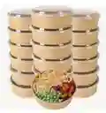 Bowl Bambú 1300 Cc Con Tapa X 10 Unds, Contenedor Para Alimentos