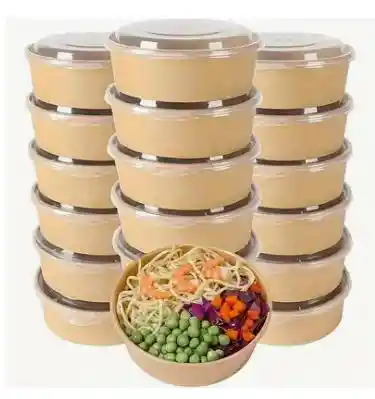 Bowl Bambú 1300 Cc Con Tapa X 10 Unds, Contenedor Para Alimentos
