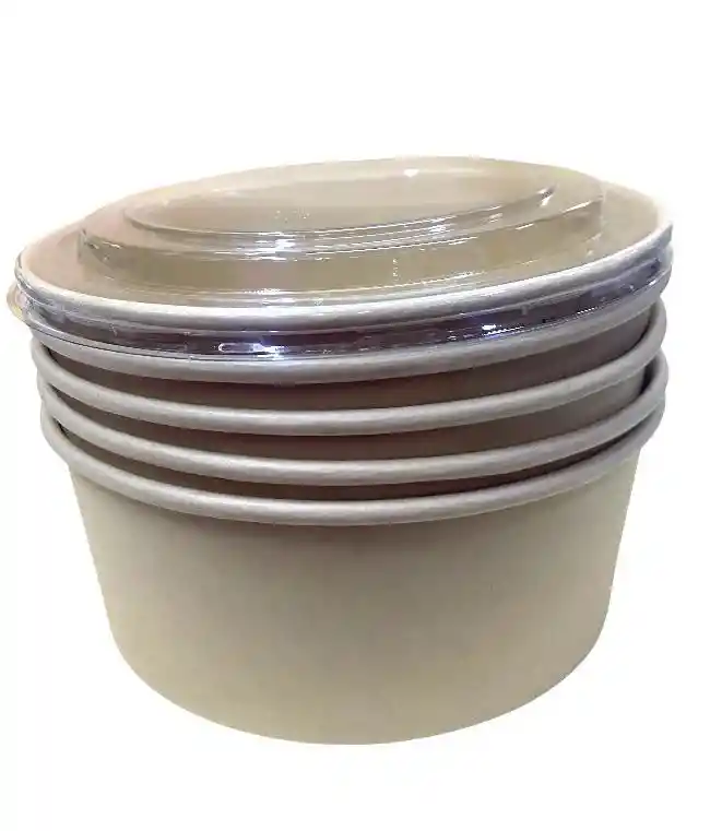 Bowl Bambú 1300 Cc Con Tapa X 10 Unds, Contenedor Para Alimentos