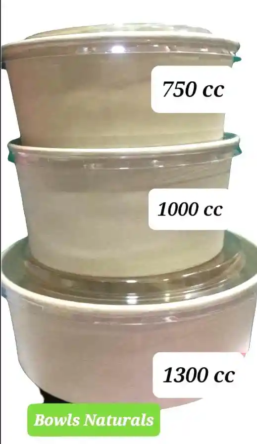 Bowl Bambú 1300 Cc Con Tapa X 10 Unds, Contenedor Para Alimentos