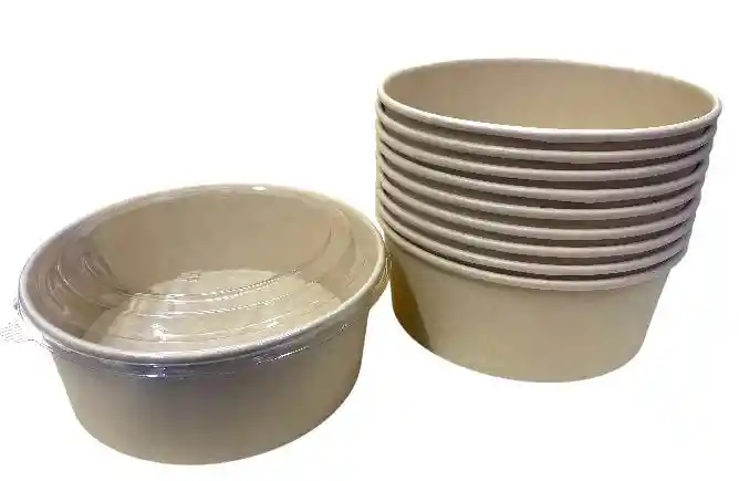 Bowl Bambú 1300 Cc Con Tapa X 10 Unds, Contenedor Para Alimentos