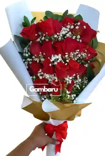 Flores Rosas Rojas X24 En Ramillete