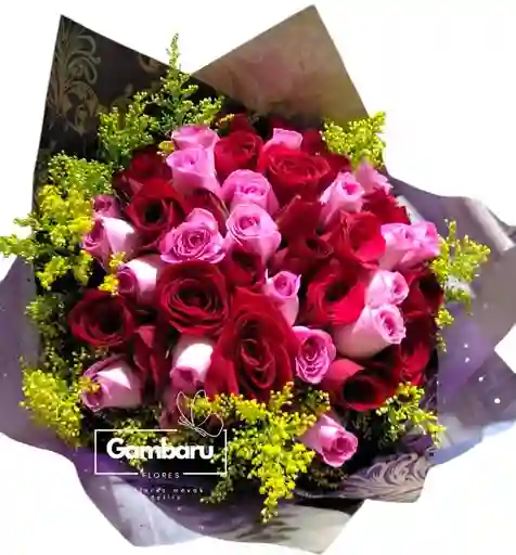 Flores Rosas Rojas Y Rosadas X48-.