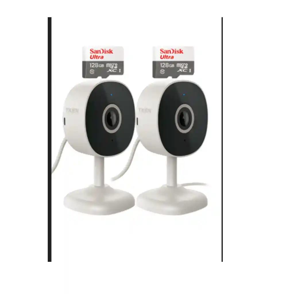 Pack 2 Camaras Nexxt Wifi + 2 Micro Sd 128gb Vision Nocturna