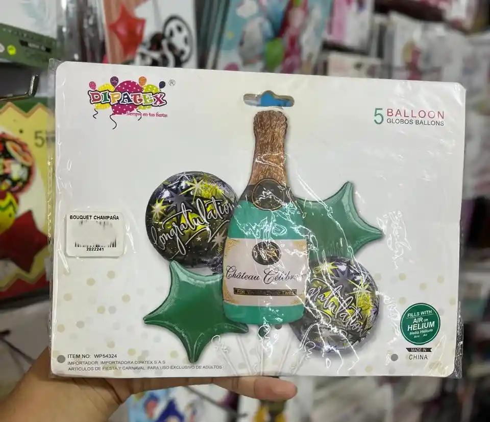 Kit Decolrativo De Globos Botella Congratulation X 5 Unid