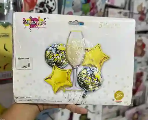 Kit Decorativo De Globos Copa Cheers "congratulation" X 5 Unid