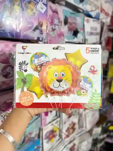 Kit Decorativo De Globos Animales Salvajes Leon X 5 Unid