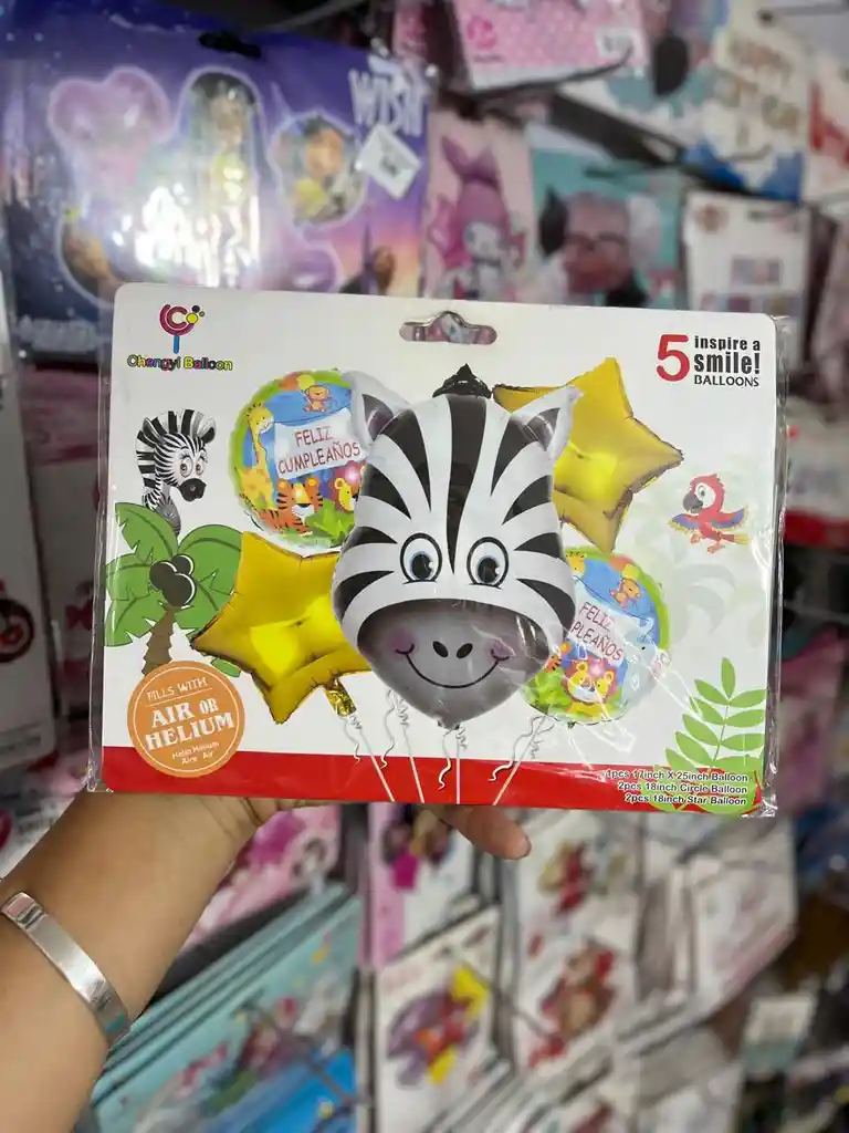 Kit Decorativo De Globos Animales Salvajes Cebra X 5 Unid
