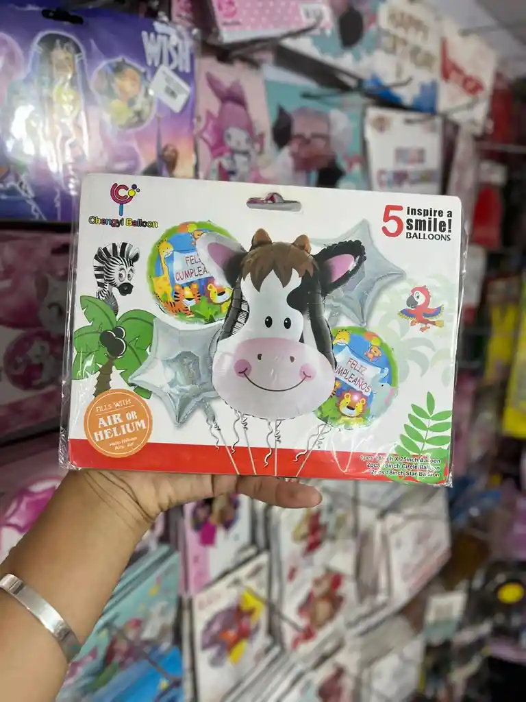 Kit Decorativo De Globos Animales Vaca X 5 Unid