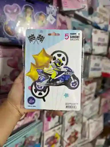 Kit Decorativo De Globos Moto Amarilla X 5 Unid