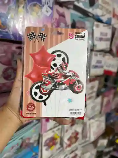 Kit Decorativo De Globos Moto Roja X 5 Unid