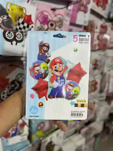 Kit Decorativo De Globos De Super Mario Bross X 5 Unid