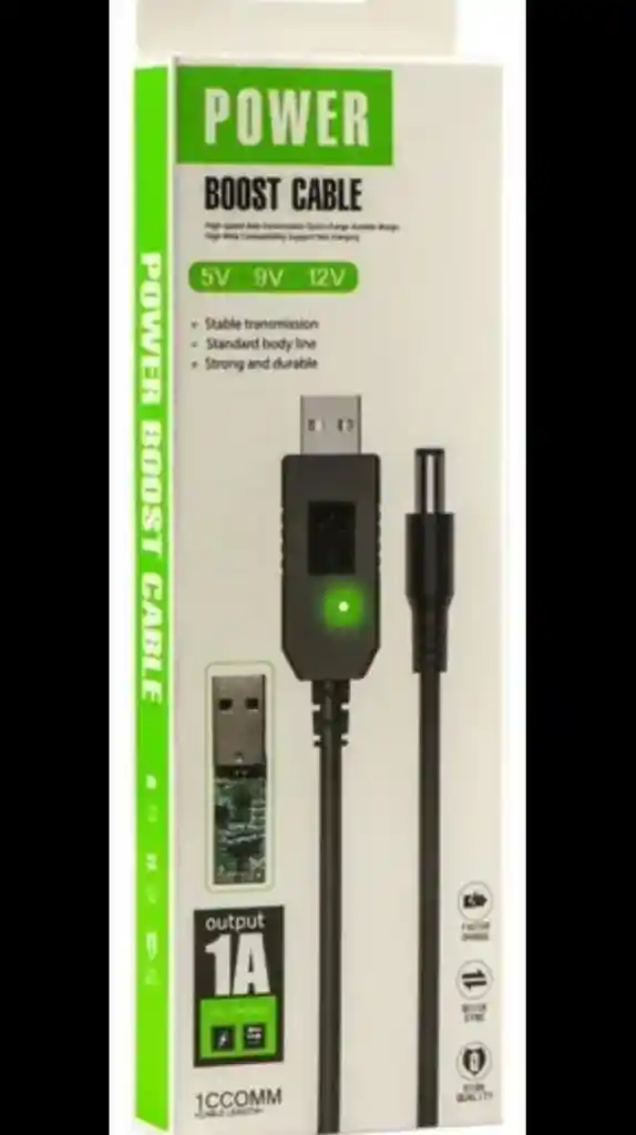 Cable Usb Power 5v 9v 12v -1 Amper Boost Cable Negro