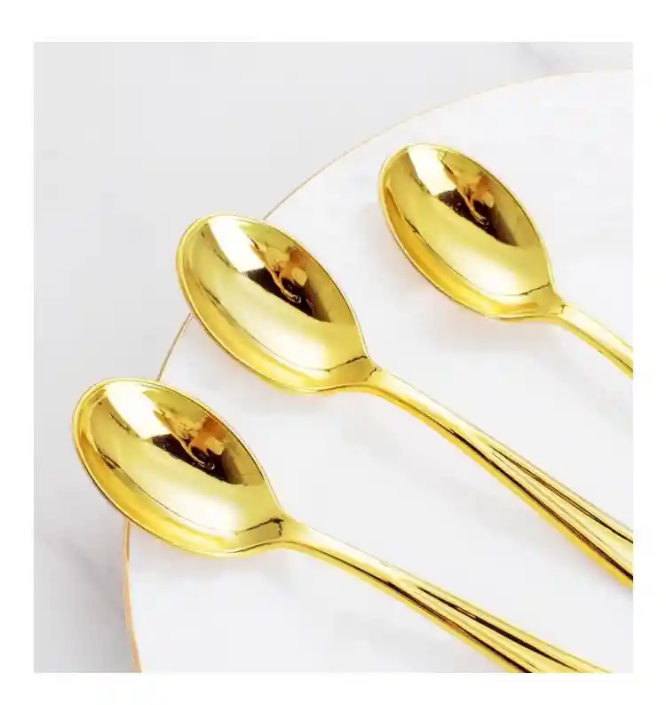 Cucharas Doradas Plásticas, Cucharas De Lujo, Cubierto Elegante