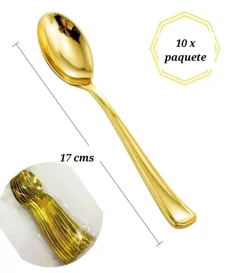 Cucharas Doradas Plásticas, Cucharas De Lujo, Cubierto Elegante