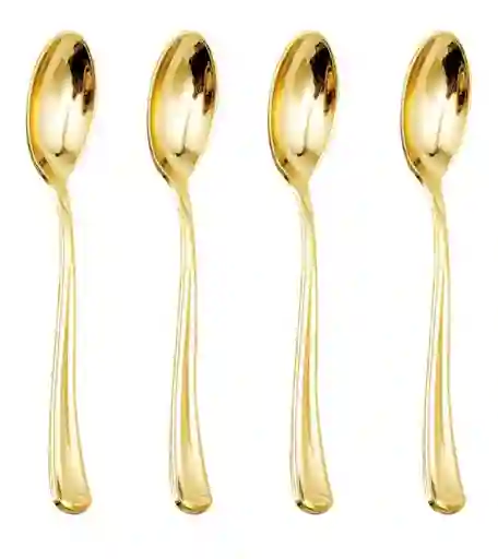 Cucharas Doradas Plásticas, Cucharas De Lujo, Cubierto Elegante