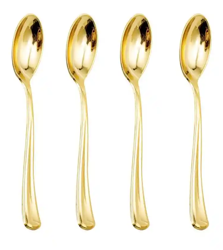 Cucharas Doradas Plásticas, Cucharas De Lujo, Cubierto Elegante