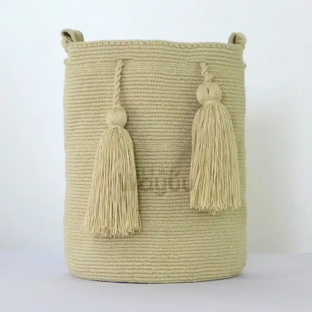 Mochila Wayuu Beige Grande – Artesanía Colombiana