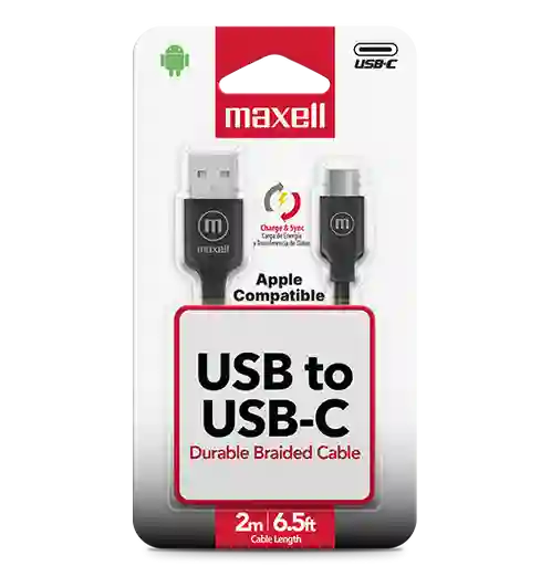 Cable Maxell Trenzado 2 Metros Usb A Usb-c