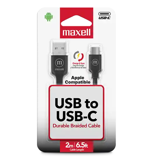 Cable Maxell Trenzado 2 Metros Usb A Usb-c