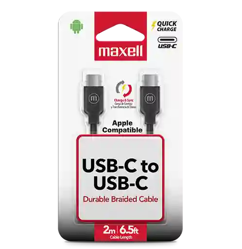 Cable Maxell Trenzado De 2 Metros Usb-c A Usb-c