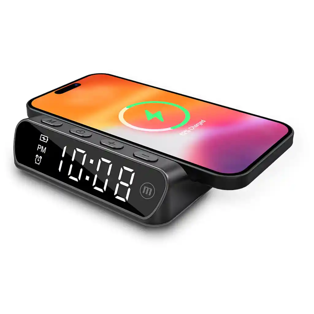 Cargador Inalámbrico Maxell Con Reloj Qiac-115 Usb A - Usbc