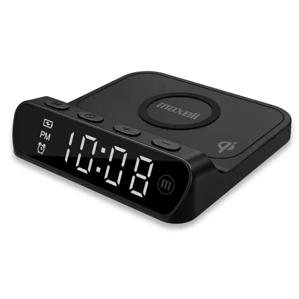 Cargador Inalámbrico Maxell Con Reloj Qiac-115 Usb A - Usbc