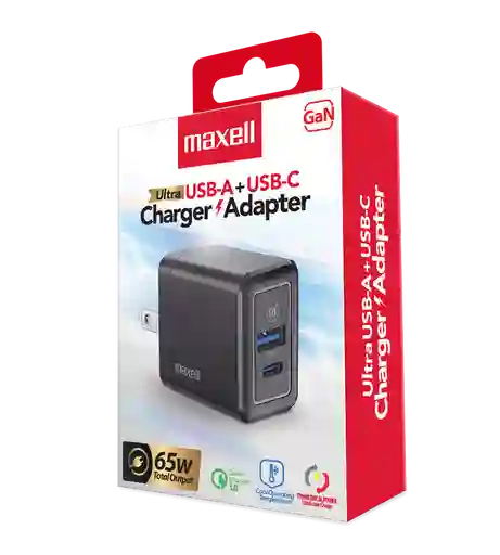 Cargador Maxell Carga Rápida Usb-a + Usb-c 65w