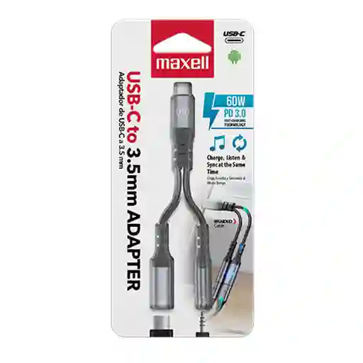 Adaptador De Usb-c A Maxell 3.5 Mm Hembra Con Pd