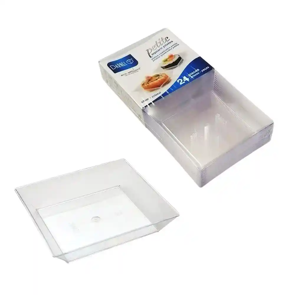 Plato Petite Transparente X 24 Unds De 6.4 Cms , Platos Para Pasabocas, Plato Degustación