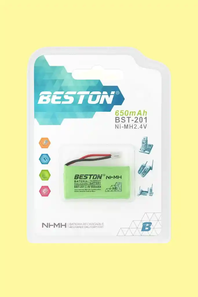Pila Recargable Ni-mh 2.4v 650mah Beston Bst-201 Para Teléfonos Inalámbricos