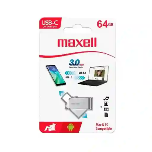 Maxell Memoria Usb Y Tipo C 64gb 3.0