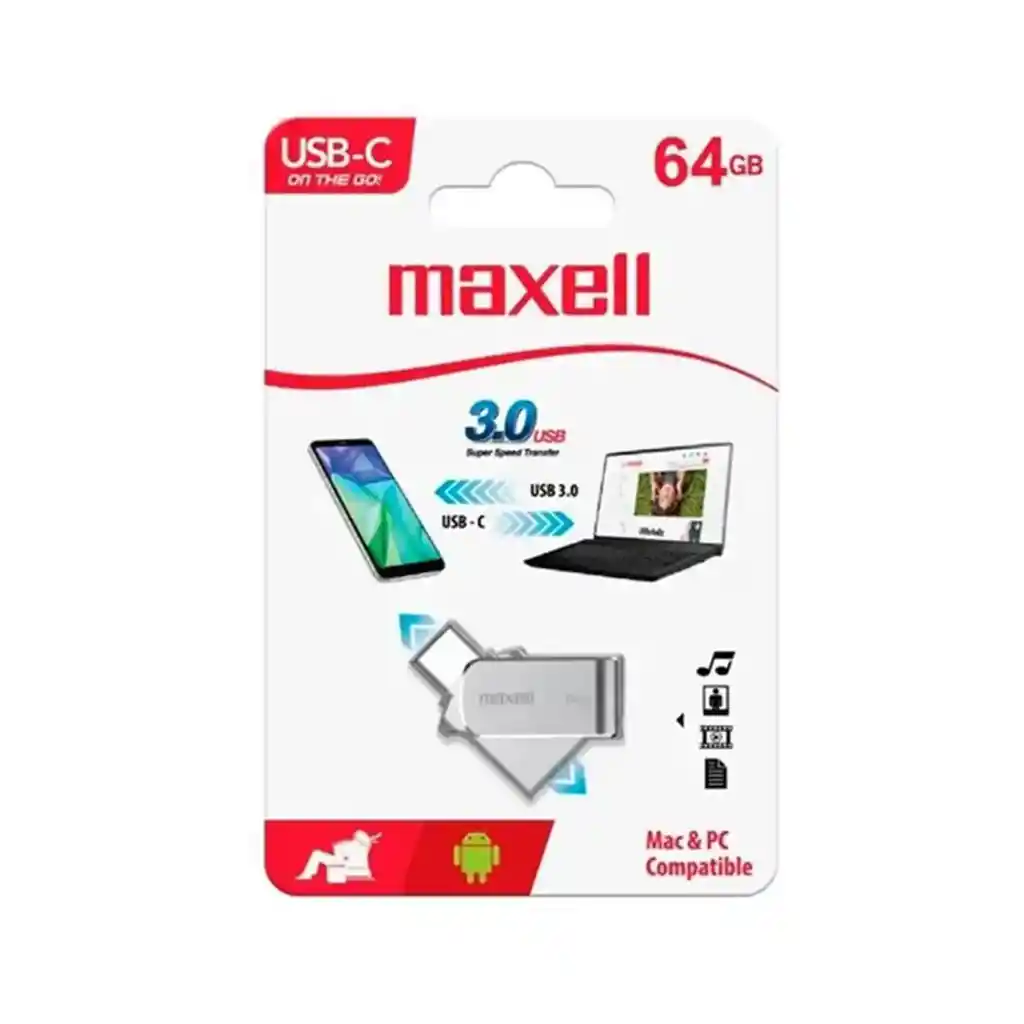 Maxell Memoria Usb Y Tipo C 64gb 3.0