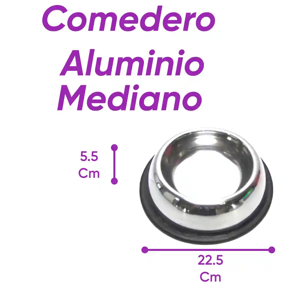 Comedero Aluminio Mediano D. 22,5 A 5,5 Cm