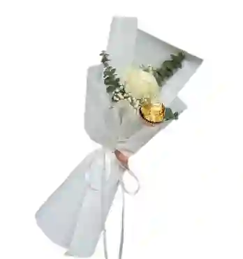 Bouquet De 1 Rosa Blanca Y 1 Ferrero