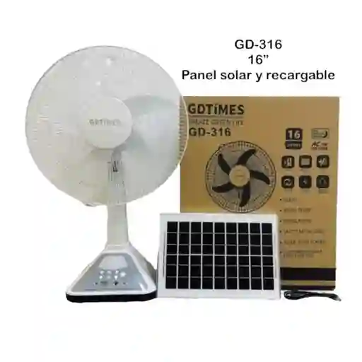 Ventilador Recargable Con Panel Sola