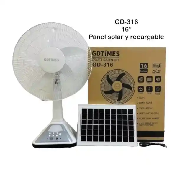 Ventilador Recargable Con Panel Sola