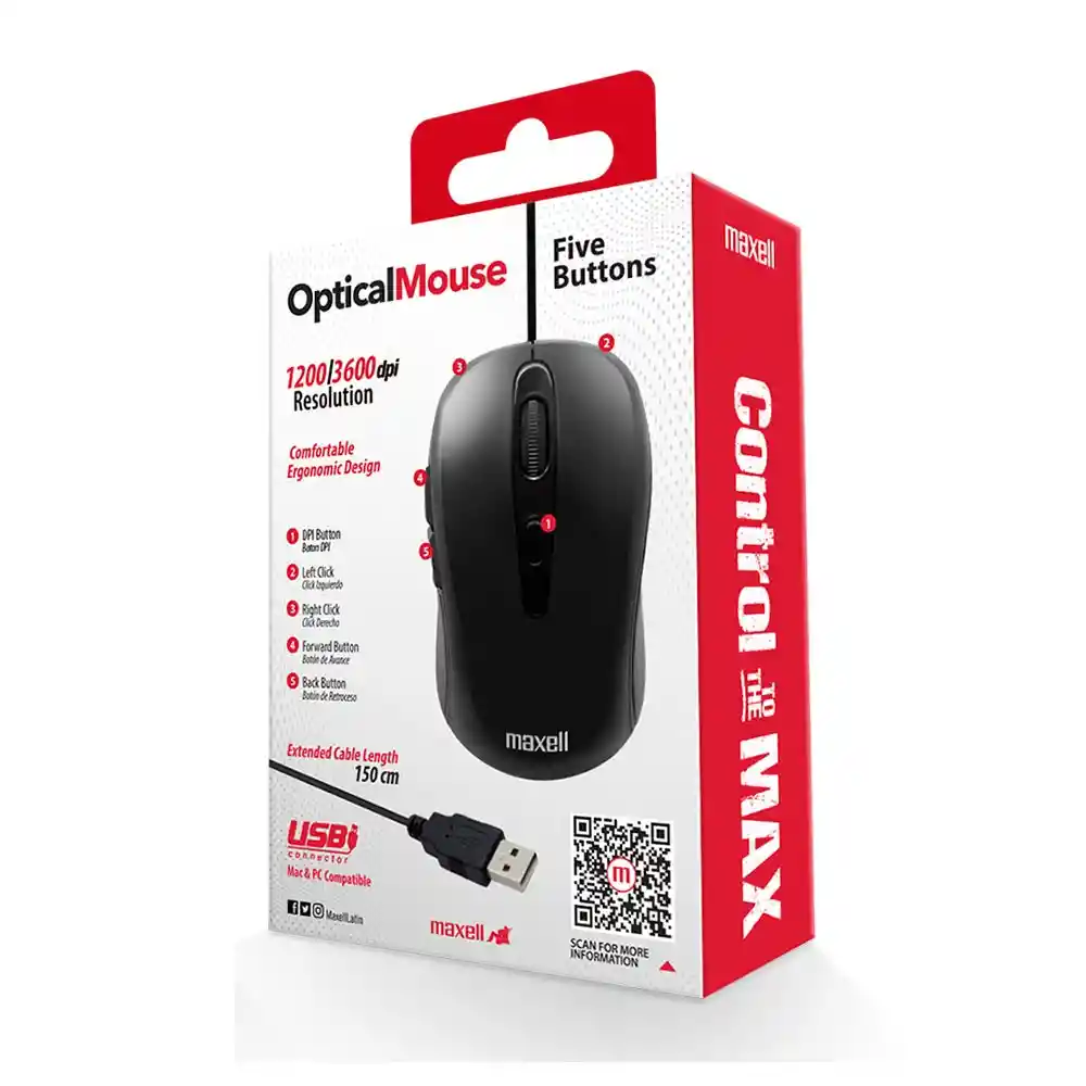 Mouse Optico Maxell Mowr-105 Five Button