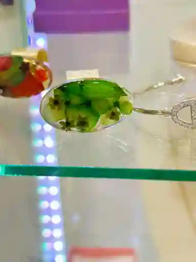 Anillo Arte Resina Ovalado Verde