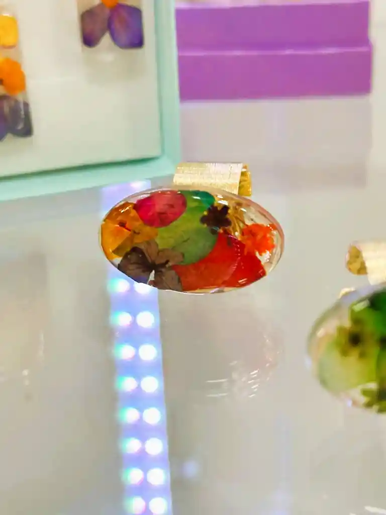 Anillo Arte Resina Ovalado Verde
