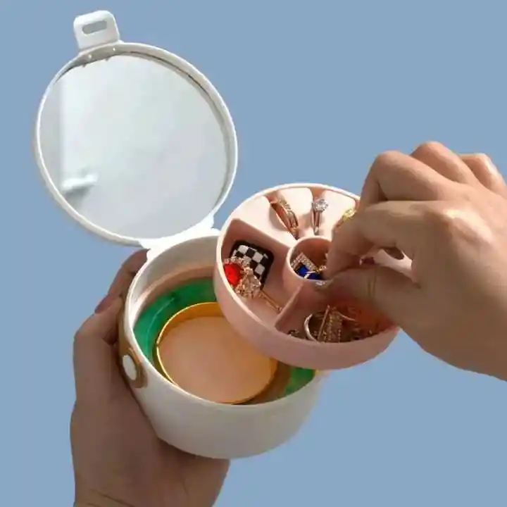 Mini Joyero Redondo Con Espejo