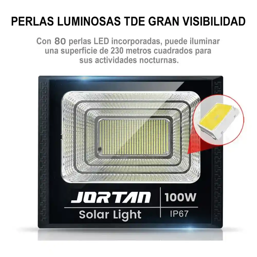 Reflector Solar Jortan 100w Lampara Led Exterior Ip66 Panel