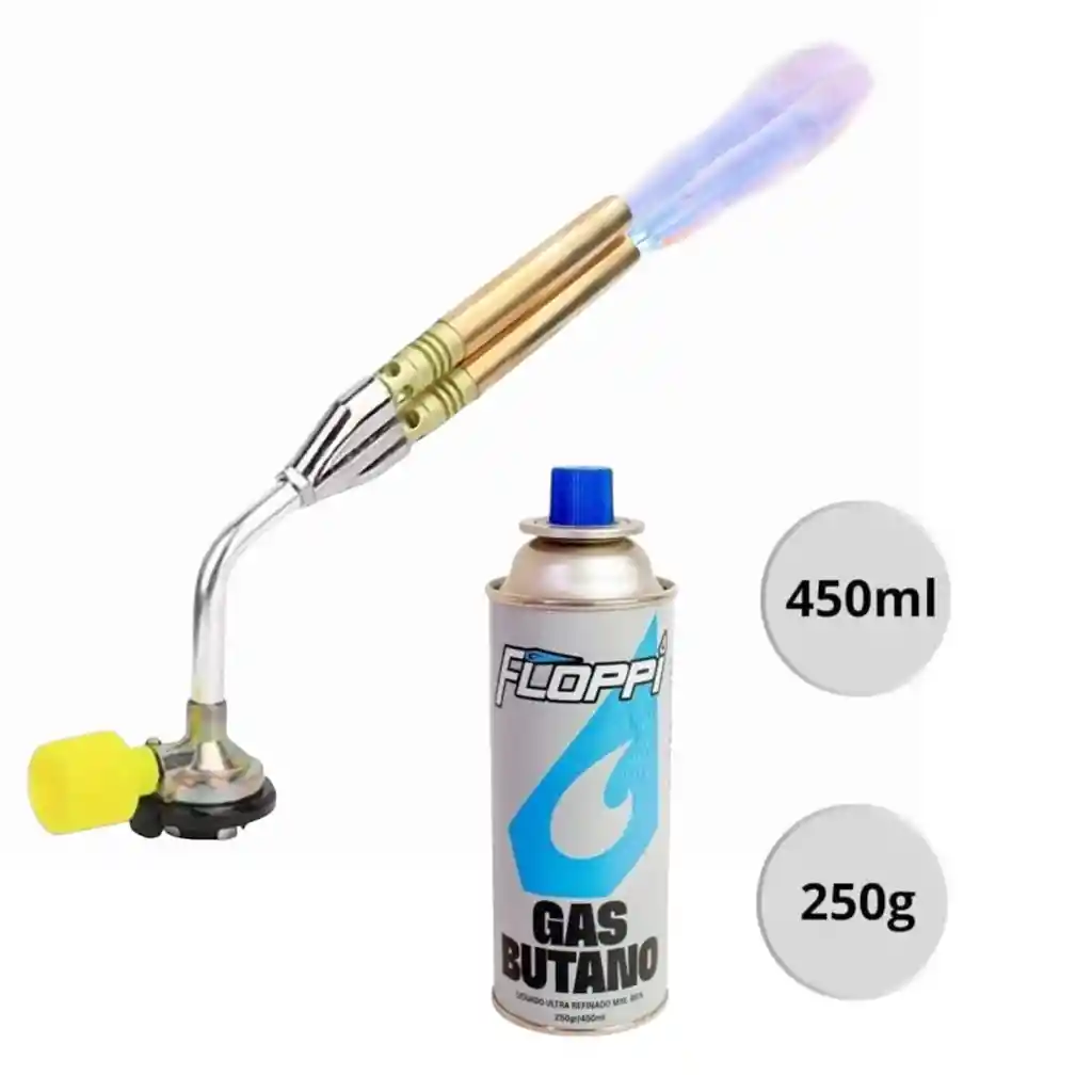 Antorcha Triple Salida Floppi Industrial Encendedor Fl-sp02 + 1 Gas Butano 450ml