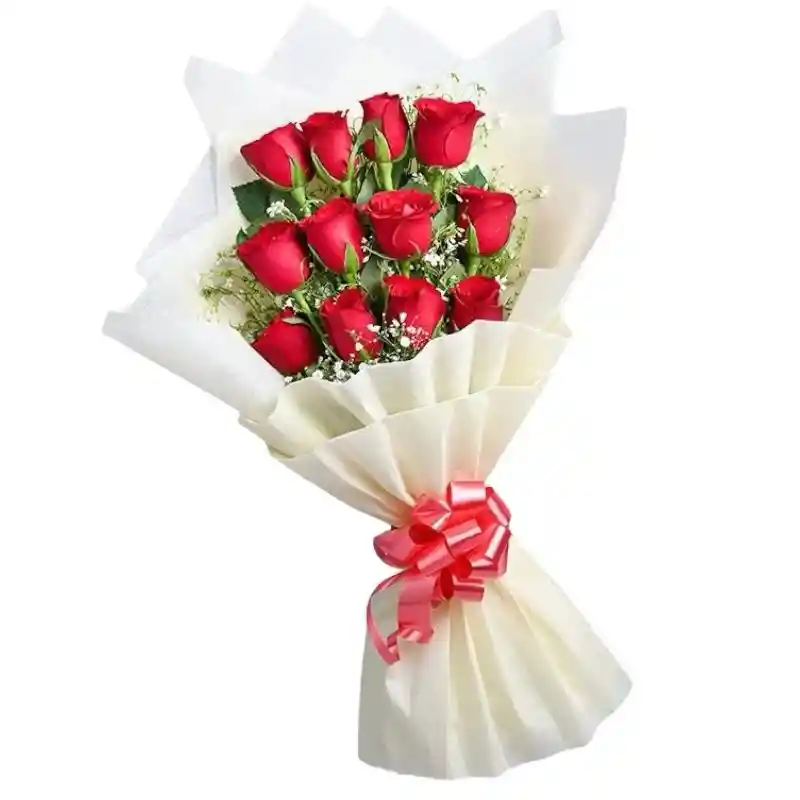 Flores De Rosas Rojas En Papel Coreano Blanco