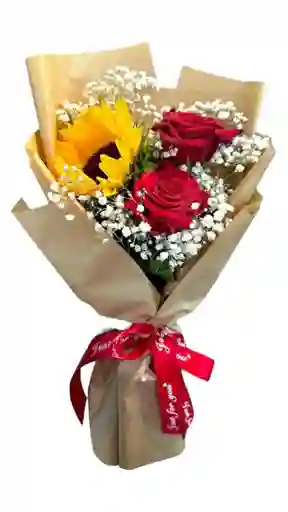 Flores De Girasol Y Rosas