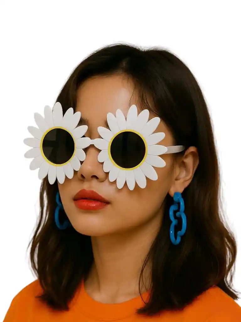Gafas En Forma Flor Margarita Despedida Soltera Rosada Blanco X2