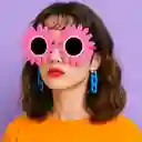 Gafas En Forma Flor Margarita Girasol Despedida Soltera Rosada X2