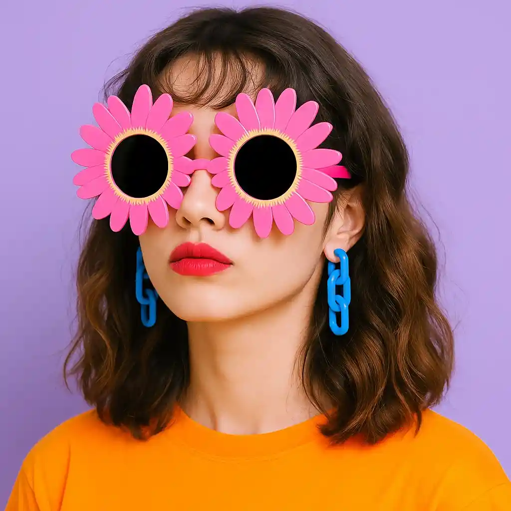 Gafas En Forma Flor Margarita Girasol Despedida Soltera Rosada X2
